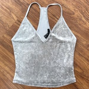 NWOT Forever 21 Silver Velvet Racerback Crop Top
